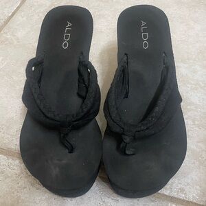 ALDO Black Braided Thong Sandal Flip-Flops